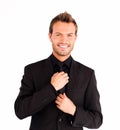 Attractive businessman corrects a tie Royalty Free Stock Photo