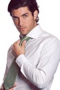 Attractive businessman with green tie