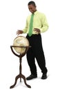 Attractive Businessman Reaching for Globe Royalty Free Stock Photo