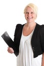 Attractive businesswoman with clipboard