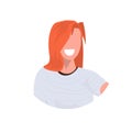 Attractive businesswoman face avatar smiling redhead business woman office worker female cartoon character portrait flat