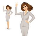 Attractive businesswoman pointing up