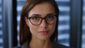 Attractive businesswoman portrait, focused business woman face closeup