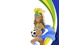 Attractive Carnival dancer holding soccer ball
