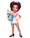 Attractive Cartoon Housekeeper