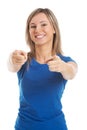 Attractive casual woman pointing on you. Royalty Free Stock Photo