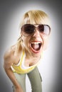Attractive casual woman screaming Royalty Free Stock Photo