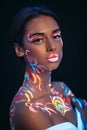 Attractive caucasian girl with fluorescent make-up Royalty Free Stock Photo