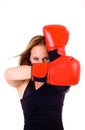 Attractive Caucasian girl practicing boxing Royalty Free Stock Photo