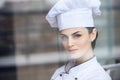 attractive chef looking at camera