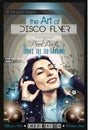 Attractive Club Disco Flyer with a Girl Dj listening to music