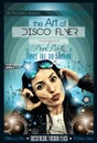 Attractive Club Disco Flyer with a Girl Dj listening to music