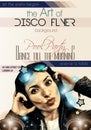 Attractive Club Disco Flyer with a Girl Dj listening to music