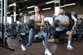 Attractive couple doing fitness with medcine ball at gym Royalty Free Stock Photo