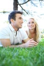 Attractive Couple in Love (Focus on Woman) Royalty Free Stock Photo