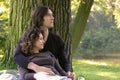 Attractive couple in the park Royalty Free Stock Photo