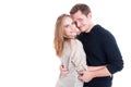 Attractive couple posing as being happy and joyful Royalty Free Stock Photo