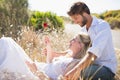 Attractive couple relaxing in the countryside Royalty Free Stock Photo