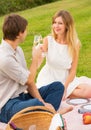 Attractive couple on romantic afternoon picnic Royalty Free Stock Photo