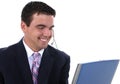 Attractive Customer Service Representative with Headset and Comp Royalty Free Stock Photo