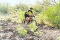 Attractive cyclist practicing extreme sports