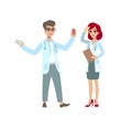 Attractive doctor . Couple of medics. Funny character design. Cartoon illustration. Healthcare concept creator. Pair of medic pers