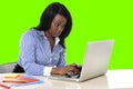 Attractive and efficient black ethnicity woman at office isolated green chroma key screen Royalty Free Stock Photo