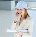 Attractive engineer on phone Royalty Free Stock Photo