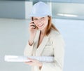 Attractive engineer on phone Royalty Free Stock Photo