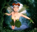 Attractive Fairy Girl Flying Through An Enchanting Magical Forest