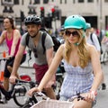 Attractive Female Cyclist - RideLondon Cycling Event, London 2015 Royalty Free Stock Photo