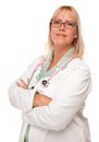 Attractive Female Doctor or Nurse on White Royalty Free Stock Photo
