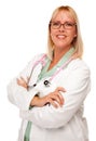 Attractive Female Doctor or Nurse on White Royalty Free Stock Photo