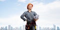 Attractive female engineer in hardhat Royalty Free Stock Photo