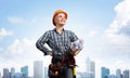 Attractive female engineer in hardhat Royalty Free Stock Photo