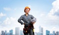 Attractive female engineer in hardhat Royalty Free Stock Photo