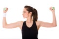 Attractive female exercise using half kilo weights