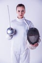 Attractive female fencer