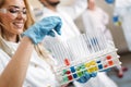 Attractive student of chemistry working in laboratory Royalty Free Stock Photo
