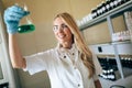 Attractive student of chemistry working in laboratory Royalty Free Stock Photo