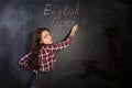 Attractive female teacher giving an English lesson Royalty Free Stock Photo