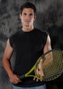 Attractive, Fit Man With Tennis Racket Royalty Free Stock Photo