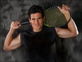 Attractive, Fit Man With Tennis Racket Royalty Free Stock Photo
