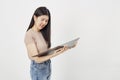 Attractive girl with document paper folder Royalty Free Stock Photo