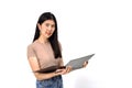 Attractive girl with document paper folder Royalty Free Stock Photo