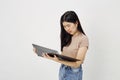 Attractive girl with document paper folder Royalty Free Stock Photo