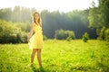 attractive girl on a green meadow