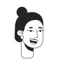 Attractive girl grinning widely monochrome flat linear character head