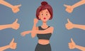 People Liking a Female Fitness Influencer Vector Cartoon Illustration