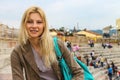 Attractive girl inside the Arena of Verona. Italy